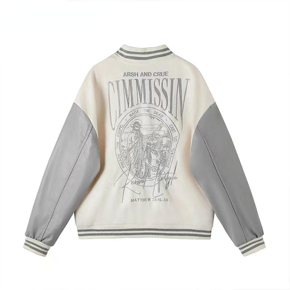 Mens Fashion Bomber Jacket - Off white college trend brand embroidered