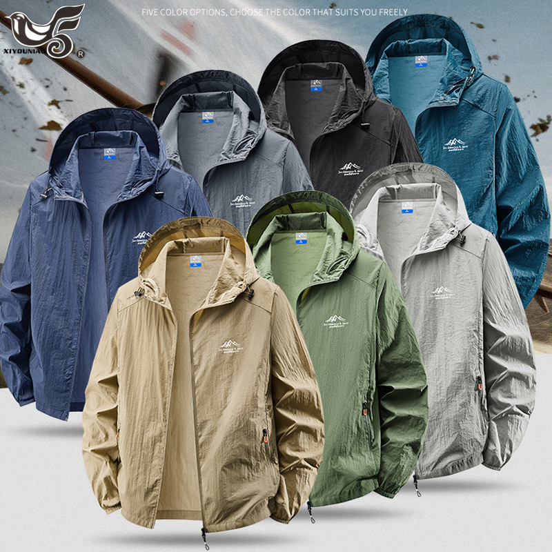 Mens Fashion Bomber Jacket - Hooded sunscreen clothing summer men's UV