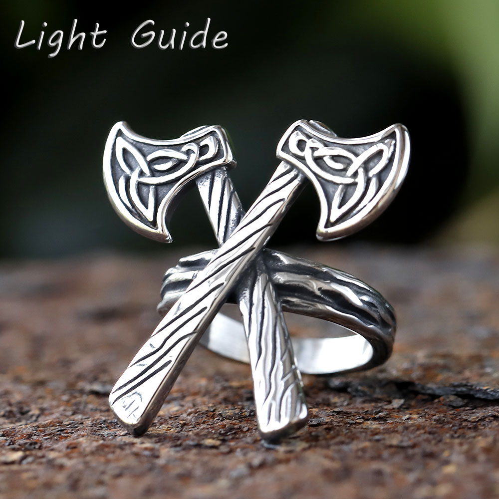 Men'S Fashion Guide - 2025 Vintage Celtic Wolf Ax ring