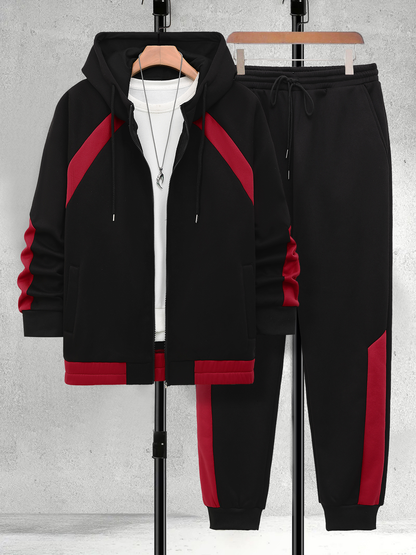 Men's Plus Size Black & Red Co - огляд і ціна Track Suit Men