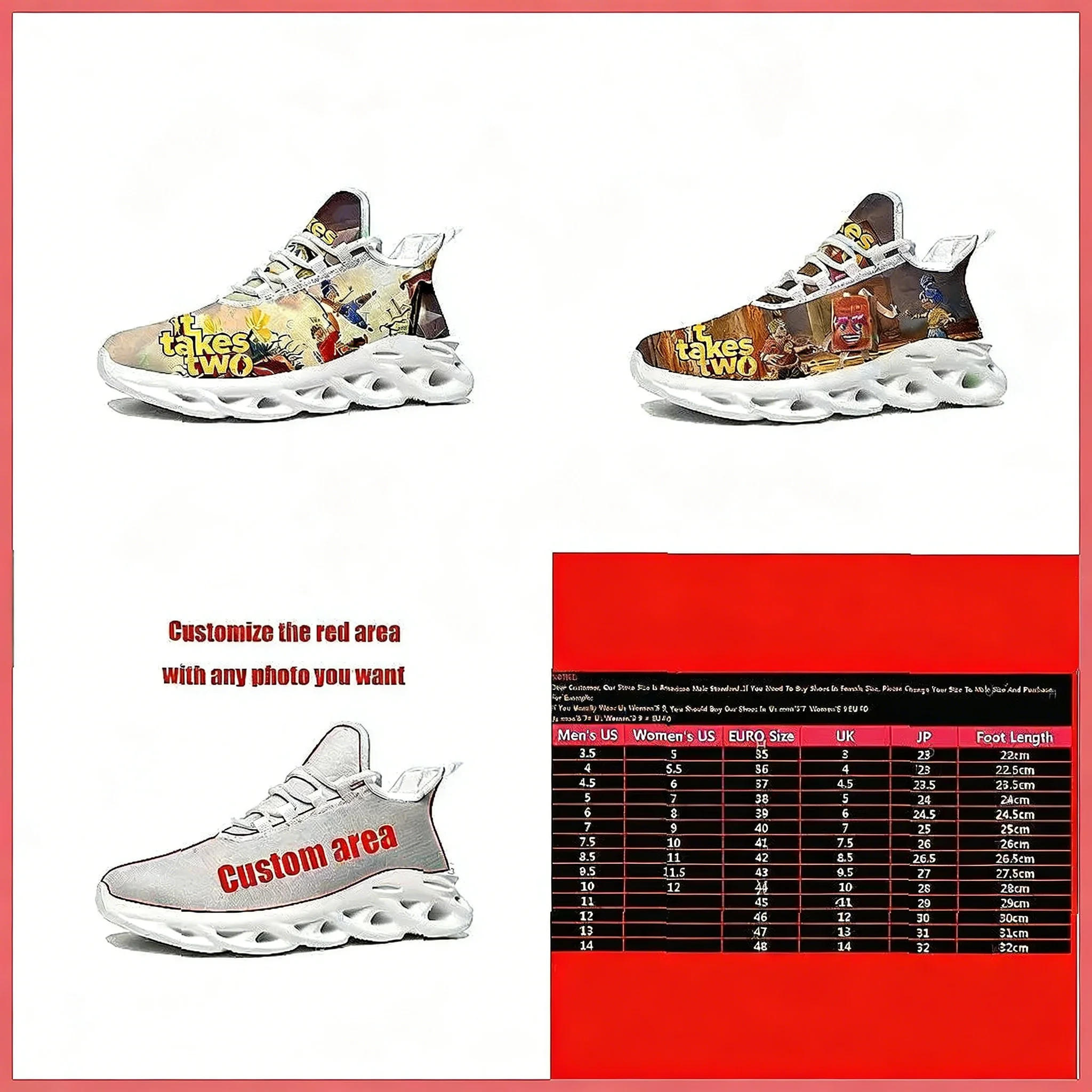 Custom It Takes Two Sneakers,  - огляд і ціна Men'S Fashion Running Shoes