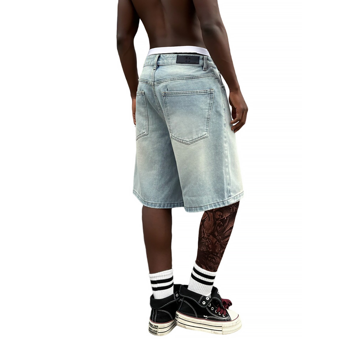 Metal Buckle Short Baggy Jeans - огляд і ціна Men'S Fashion Jeans