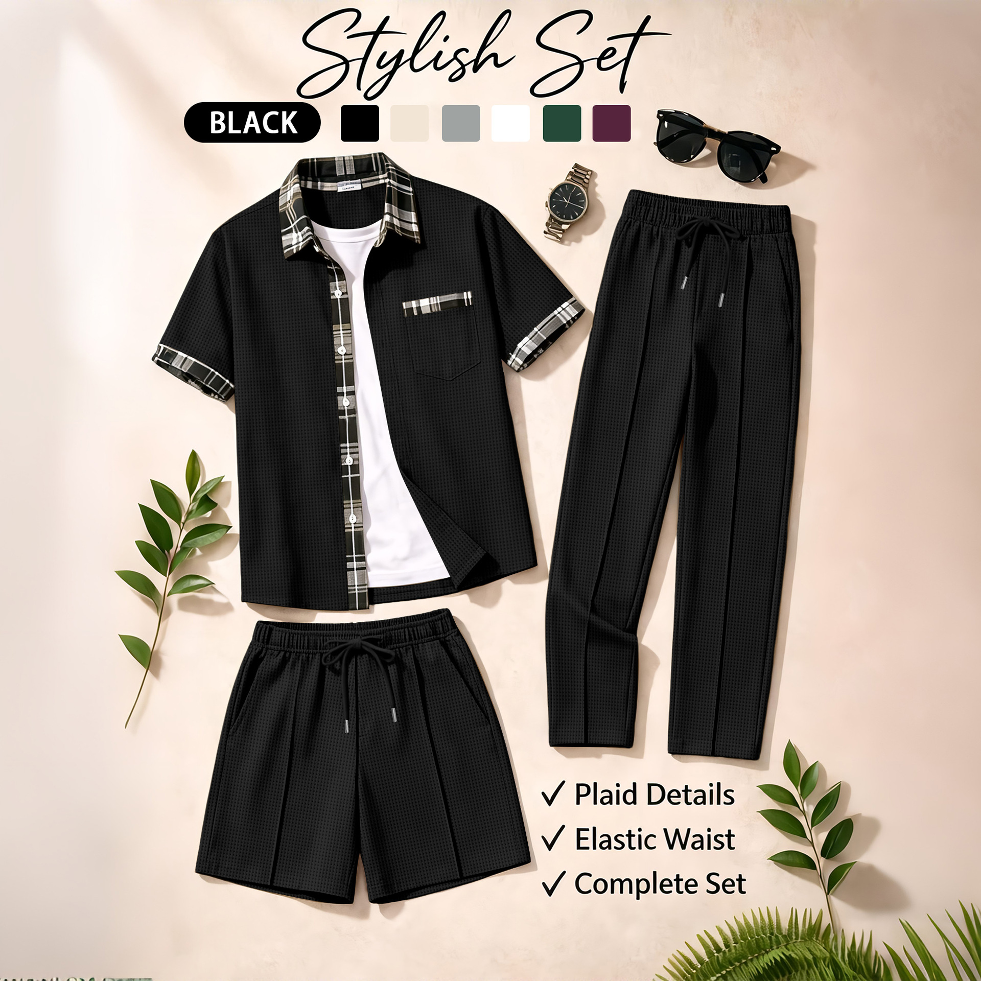 Men's 3 Piece Waffle Knit Trac - огляд і ціна Track Suit Men