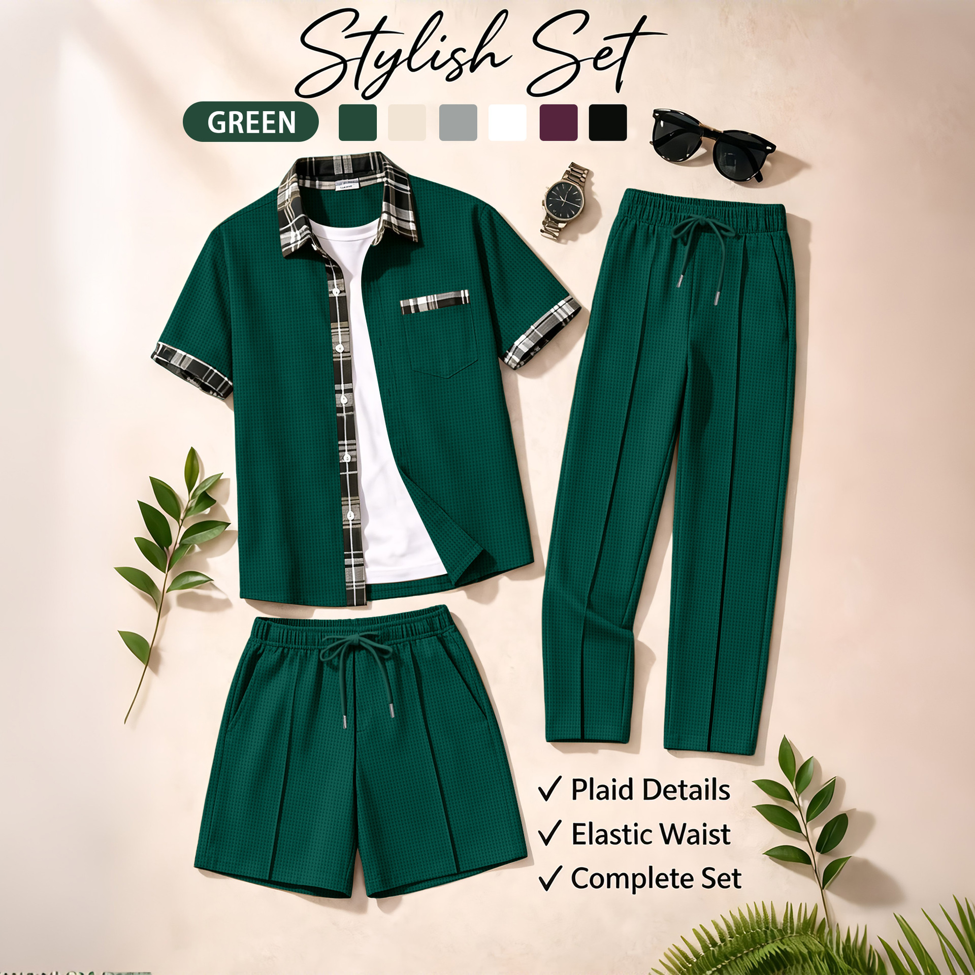 Men's 3 Piece Waffle Knit Trac - огляд і ціна Track Suit Men
