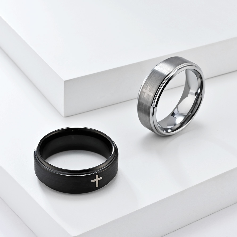 8mm Cross Ring for Men, Tungst - огляд і ціна Men'S Fashion Easter