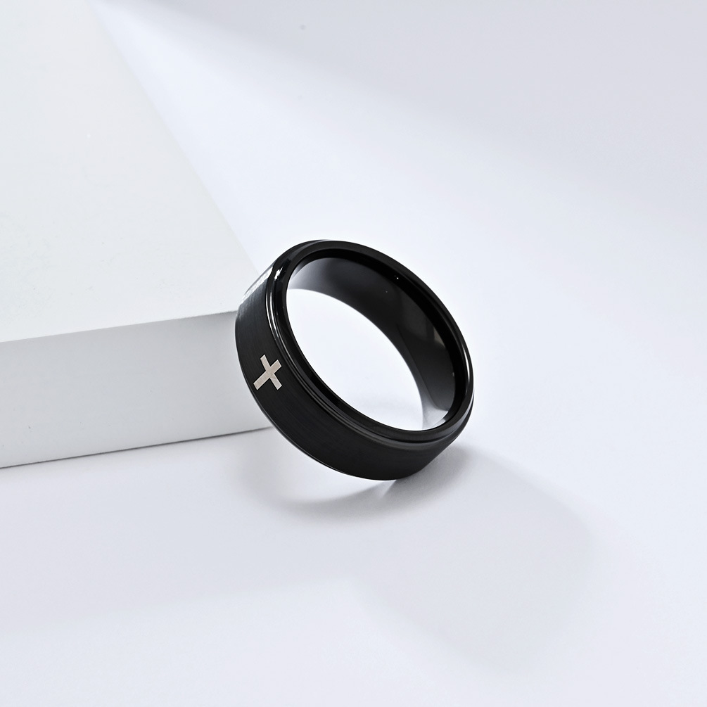 8mm Cross Ring for Men, Tungst - огляд і ціна Men'S Fashion Easter