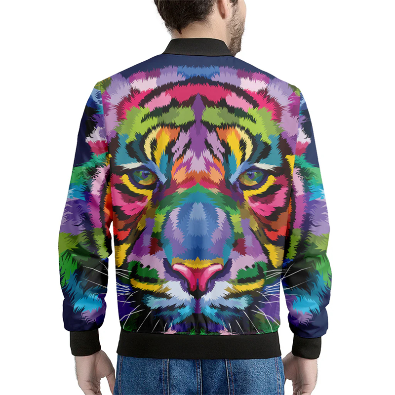 Forest Tiger Zip Coat 3D Print - огляд і ціна Mens Fashion Bomber Jacket