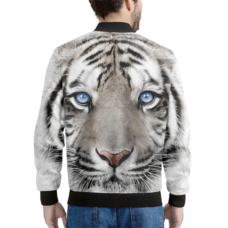 Forest Tiger Zip Coat 3D Print - огляд і ціна Mens Fashion Bomber Jacket