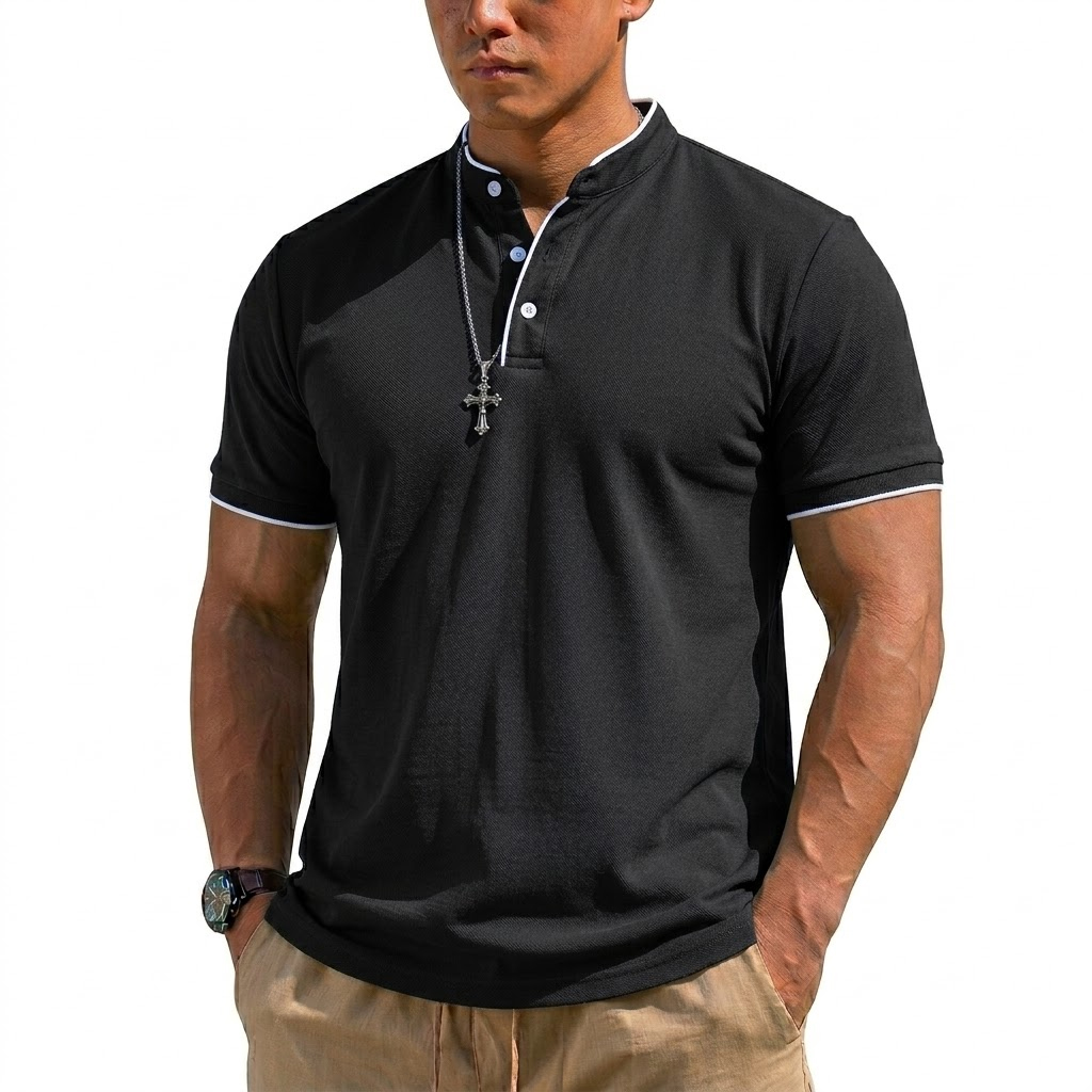 Summer Short Sleeve Henley Shi - огляд і ціна Men Fashion Upper