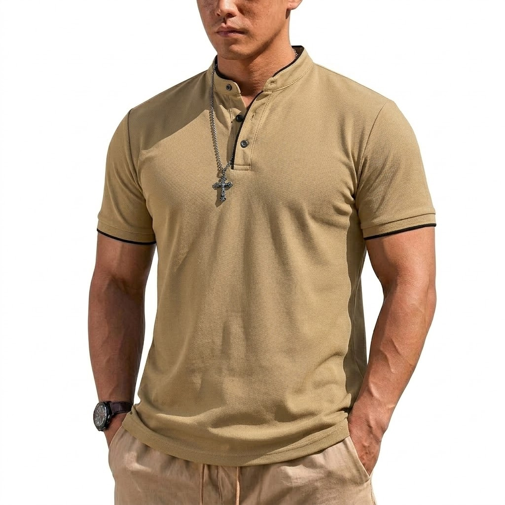 Summer Short Sleeve Henley Shi - огляд і ціна Men Fashion Upper