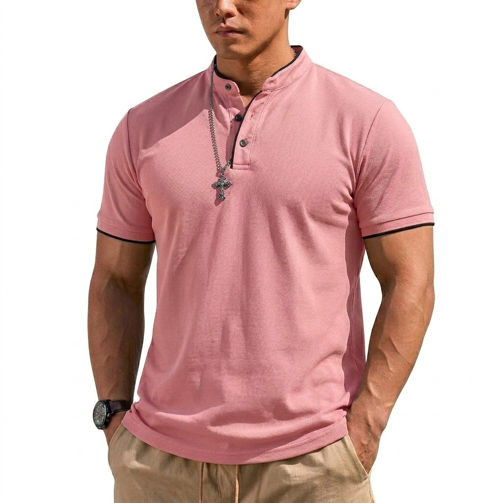 Summer Short Sleeve Henley Shi - огляд і ціна Men Fashion Upper