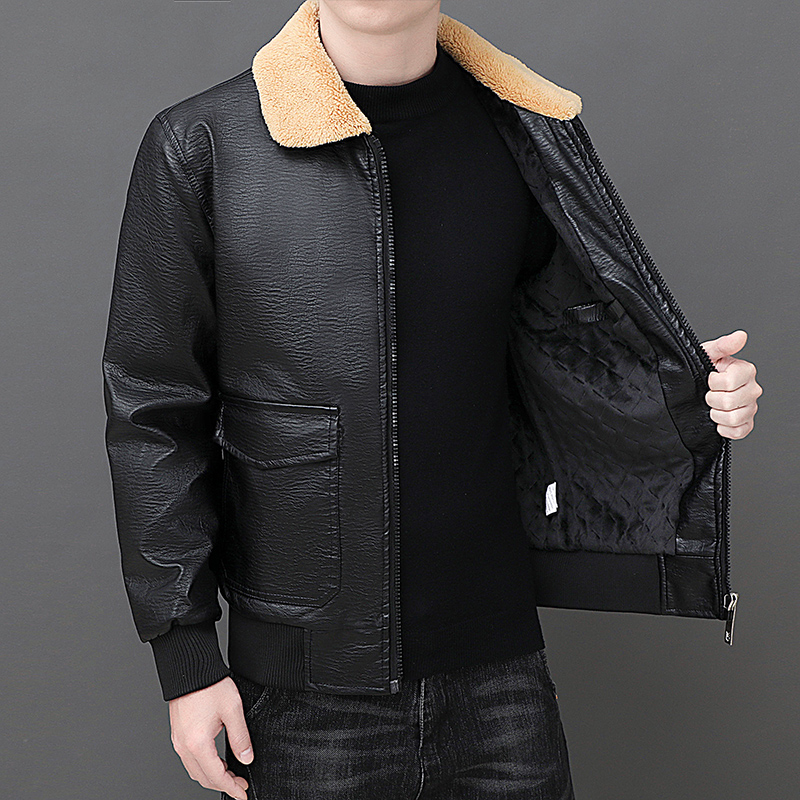 Solid Zipper Design Leather Ja - огляд і ціна Mens Fashion Bomber Jacket