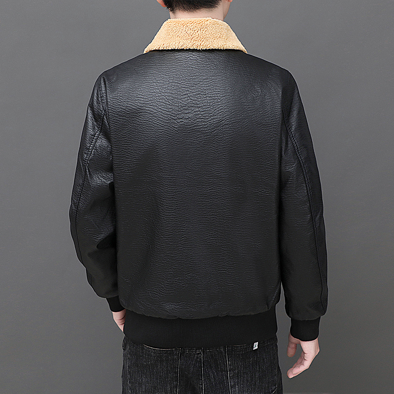 Solid Zipper Design Leather Ja - огляд і ціна Mens Fashion Bomber Jacket