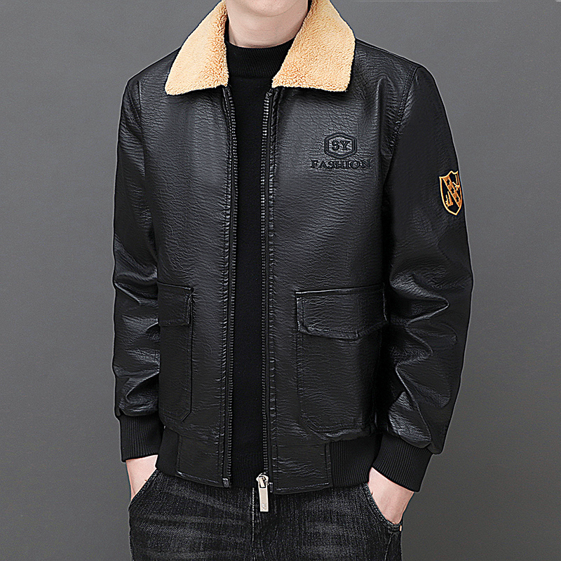 Solid Zipper Design Leather Ja - огляд і ціна Mens Fashion Bomber Jacket